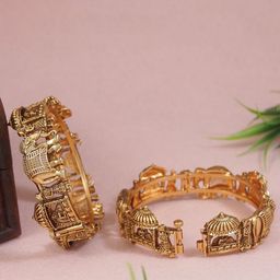 SGA FASHION Set Of 2 Gold-Plated Temple Bangles-20
