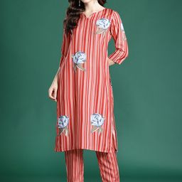 Indo Era Floral Printed Regular Kurta with Trousers-35