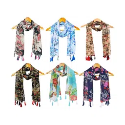 StoleVilla Pack of 6 Women Floral Printed Stole-20