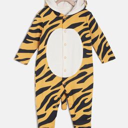 MINI KLUB Boys Yellow & Black Printed Sleepsuit-image-1
