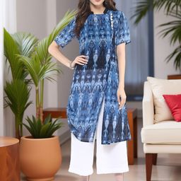 Pannkh Women Blue & Black Printed Straight Kurta-image-6
