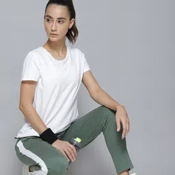 Alcis Women Green & White Striped Track Pants-picture-22