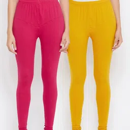 Tulsattva Women Pack Of 2 Solid Churidar-Length Leggings-image-92