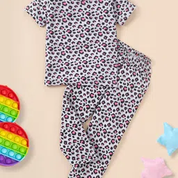 FUNKRAFTS Girls Grey & Pink Printed Night suit-image-95