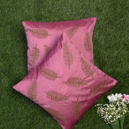 Alina decor Pink & Gold-Toned Set of 2 Embellished Square Cushion Covers-38