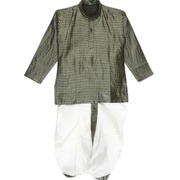 Sethukrishna Boys Green & White Striped Kurta with Dhoti Pants-picture-21