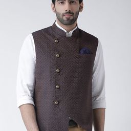 Kisah Men Brown Printed Nehru Jackets-image-96