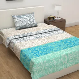 Divine Casa Multicoloured Floral Single Bed Bedsheet With Pillow Cover & Dohar-picture-9
