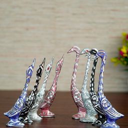 eCraftIndia Set of 4 7 Inch Kissing Swan Couple Handcrafted Decorative Figurine-image-1