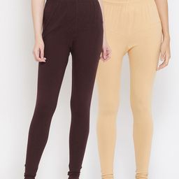 Tulsattva Women Pack Of 2 Solid Churidar-Length Leggings-image-82