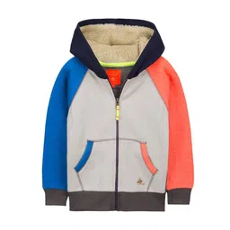Cherry Crumble Kids Grey & Blue Colourblocked Hooded Sweatshirt-54