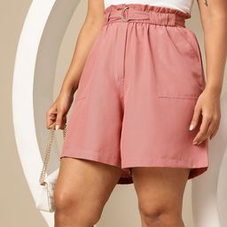 Sztori Women Plus Size Belted Shorts-12