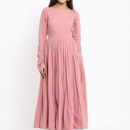 Indian Virasat Women Rose Solid Maxi Dress-43
