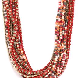 RICHEERA Red & Orange Gold-Plated Beaded Layered Necklace-47