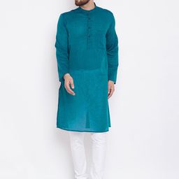 even Men Green Solid Kurta with Pyjamas-14
