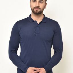 ARMISTO Men Navy Blue Solid Dri-Fit Polo Collar T-shirt-image-31