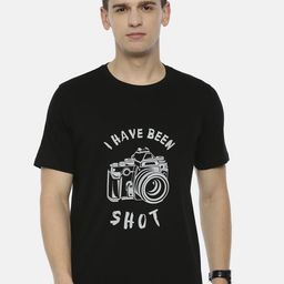 Bushirt Men Black Printed Round Neck Pure Cotton T-shirt-image-60
