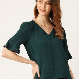 her by invictus Women Green Solid Bell Sleeves Top-picture-56