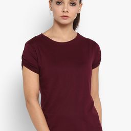 appulse Women Maroon Solid Round Neck T-shirt-image-67