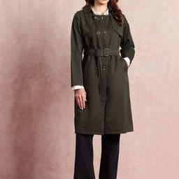 all about you Knee Length Pure Cotton Trench Coat-image-99