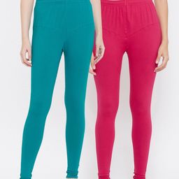 Tulsattva Women Pack Of 2 Solid Churidar-Length Leggings-image-86