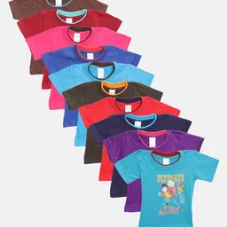 MANZON Kids Pack of 10 Pure Cotton Printed Pure Cotton T-shirts-image-10