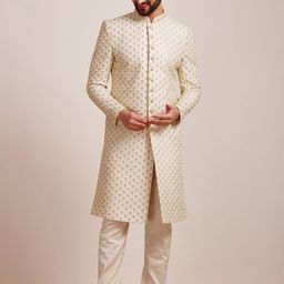 Manyavar Men Self-Design Art silk Sherwani Set-picture-3
