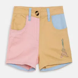 ELLE Girls Yellow Colourblocked Regular Fit Cotton Regular Shorts-image-20
