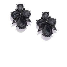 OOMPH Black & Handcrafted Cubic Zirconia Floral Studs-31