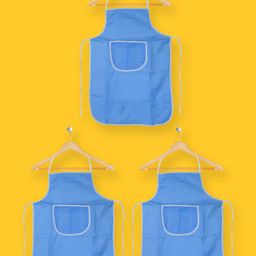 Kuber Industries Blue & White Polka Dot Printed Waterproof Kitchen Apron-25