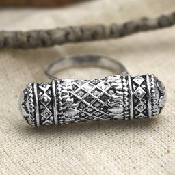 TEEJH Oxidised Silver-Toned Adjustable Finger Ring-6