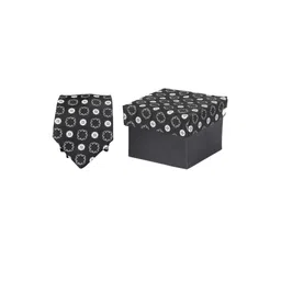 Calvadoss Black & Grey Woven Design Broad Tie-image-64