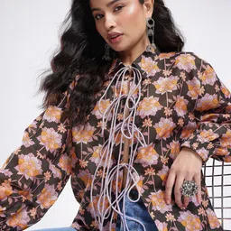 glitchez Floral Printed Tie-Ups Shirt Style Top-picture-44