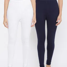 Tulsattva Women Pack Of 2 Solid Churidar-Length Leggings-image-60