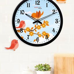 RANDOM Black Round Printed Analogue Wall Clock-26