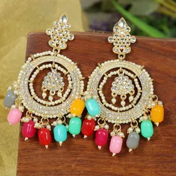 Zoey Gold Plated Kundan Chandbalis-image-63