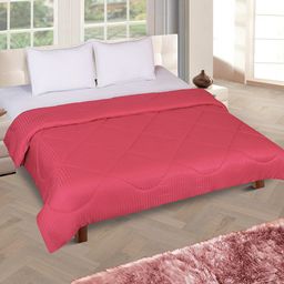 ROMEE Pink Striped AC Room 150 GSM Double Bed Comforter-image-29