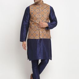 Benstoke Men Blue Solid Kurta with Churidar-image-101