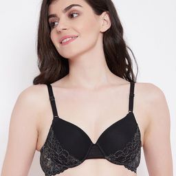 Clovia Black Solid Underwired Heavily Padded Push-Up Bra BR1692R1332B-31