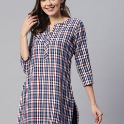 One Femme Checked Pure Cotton Kurti-image-47
