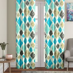 Cortina Set of 2 Off-White & Blue Regular Curtain Curtains-image-11