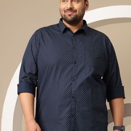 Sztori Plus Size Premium Micro Ditsy Printed Pure Cotton Casual Shirt-image-40