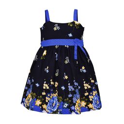 Wish Karo Girls Blue Floral Print Fit and Flare Dress-image-91