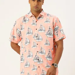 FIFTY TWO Comfort Fit Graphic Printed Drop-Shoulder Casual Shirt-image-8