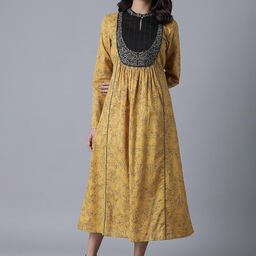 W Women Yellow Printed A-Line Dress-picture-16