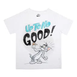 Tom & Jerry Boys White Printed Round Neck T-shirt-image-93