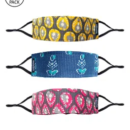 Ariana Unisex Pack Of 3 Printed 7-Ply Pure Cotton Cloth Masks-10