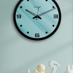RANDOM Teal Blue Round Printed 30.4 cm Analogue Wall Clock-53