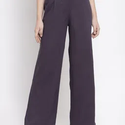 Gipsy Women Purple Loose Fit Solid Parallel Trousers-image-64