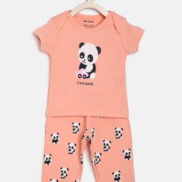 berrytree Infant Kids Orange Printed Organic Cotton Sustainable Night suit-image-33